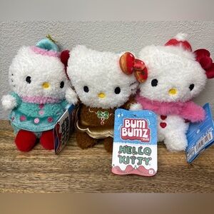 BUM BUMZ HELLO KITTY Gingerbread Snowman Christmas Tree Plush Set Sanrio NEW